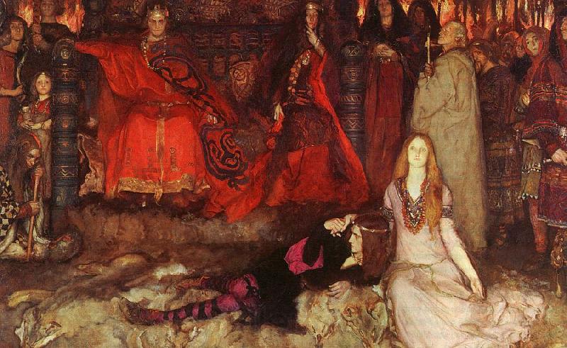 Edwin Austin Abbey The play scene in Hamlet Norge oil painting art